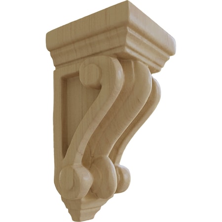 Ekena Millwork 5 1/4"W x 5 1/4"D x 9 1/2"H Devon Traditional Wood Corbel, Rubberwood CORW05X05X09DERW